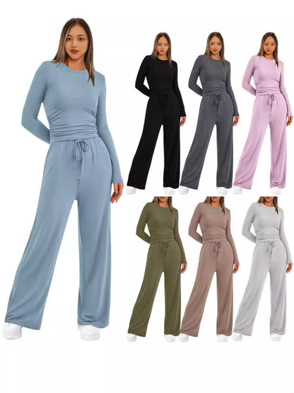 2026 Women's Casual Wear Long-Sleeved Loose-Fit Trouser Set
