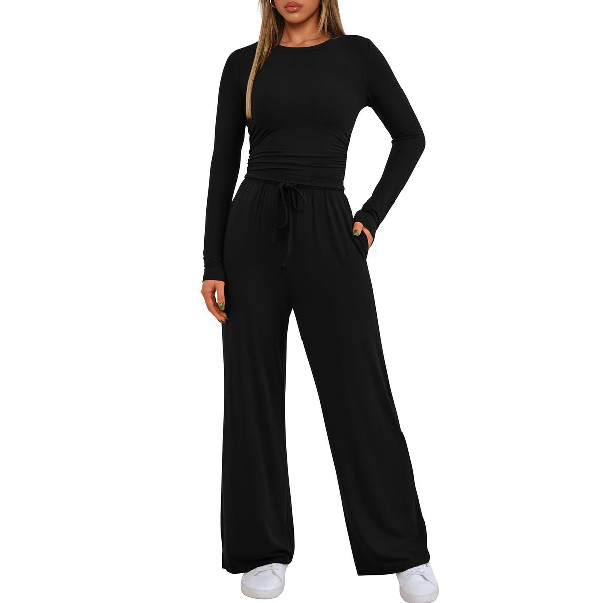 2026 Women's Casual Wear Long-Sleeved Loose-Fit Trouser Set
