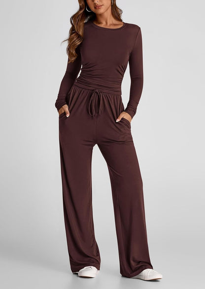 2026 Women's Casual Wear Long-Sleeved Loose-Fit Trouser Set