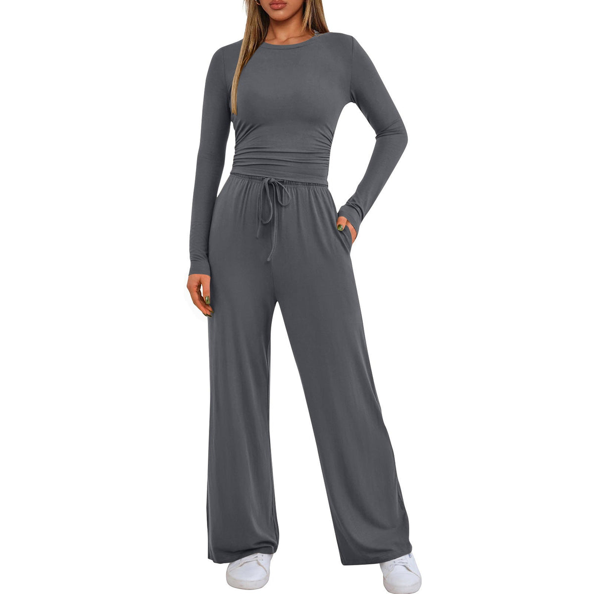 2026 Women's Casual Wear Long-Sleeved Loose-Fit Trouser Set