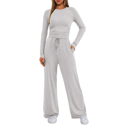 2026 Women's Casual Wear Long-Sleeved Loose-Fit Trouser Set
