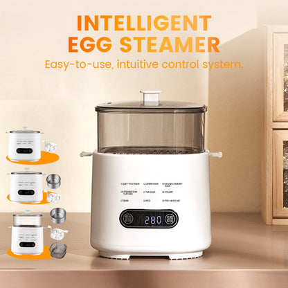 Mini Multi‑Functional Egg Cooker – Smart touch panel, 6‑egg capacity, boils, poaches, scrambles & steams. Perfect for quick breakfasts