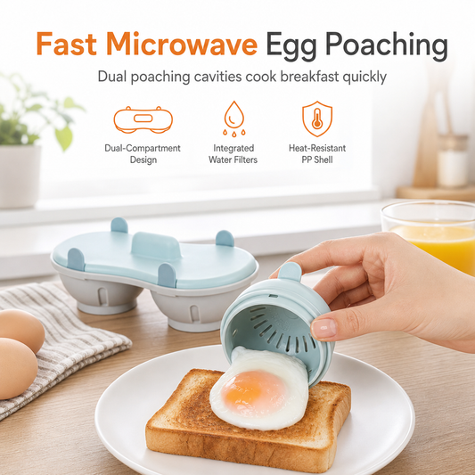 Dual-Compartment Microwave Egg Poacher | Cook Two Poached Eggs Quickly