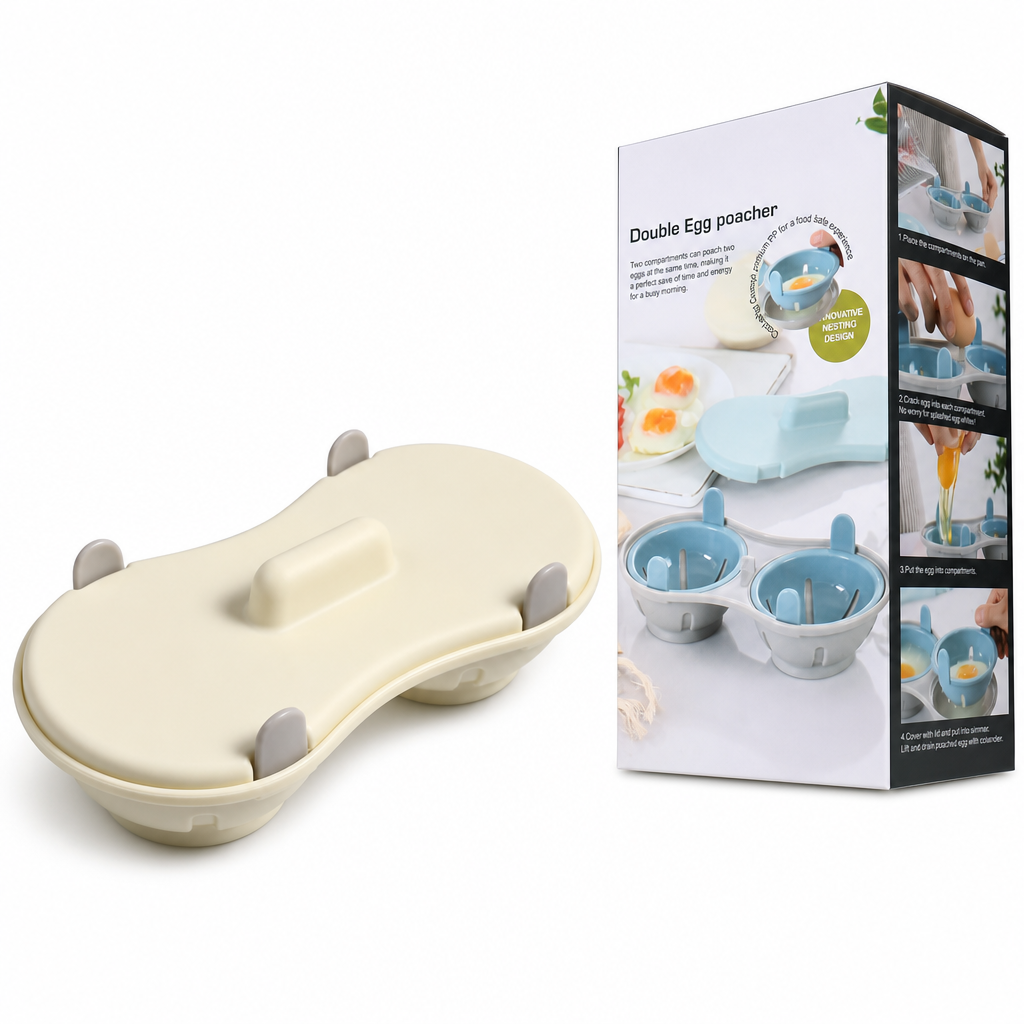 Dual-Compartment Microwave Egg Poacher | Cook Two Poached Eggs Quickly