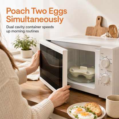 Dual-Compartment Microwave Egg Poacher | Cook Two Poached Eggs Quickly