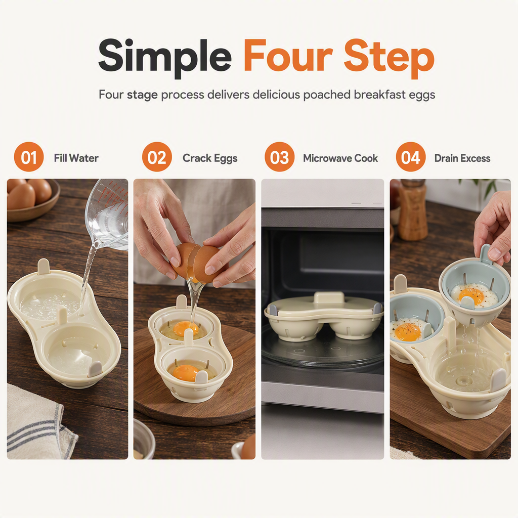 Dual-Compartment Microwave Egg Poacher | Cook Two Poached Eggs Quickly