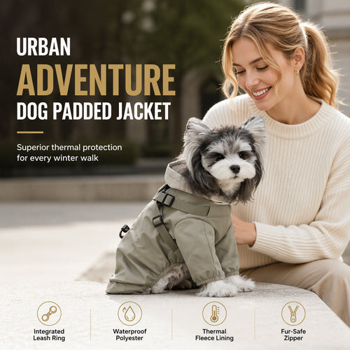 Waterproof Fleece-Lined Winter Dog Jacket with Integrated Leash D-Ring