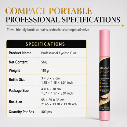 Fast Drying Long Lasting Eyelash Glue Strong Hold Lightweight Natural Clump Free Eyelash Adhesive 5ml